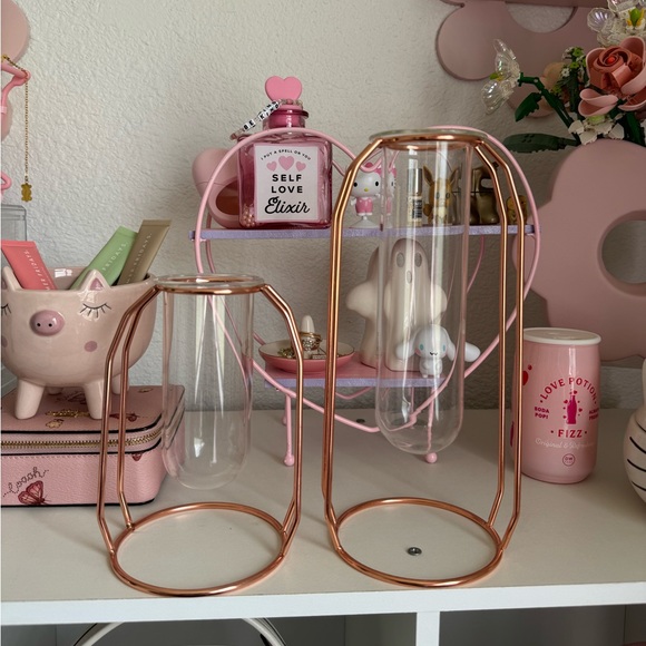 Rose Gold Tube Vase Set of 2 - Picture 1 of 5